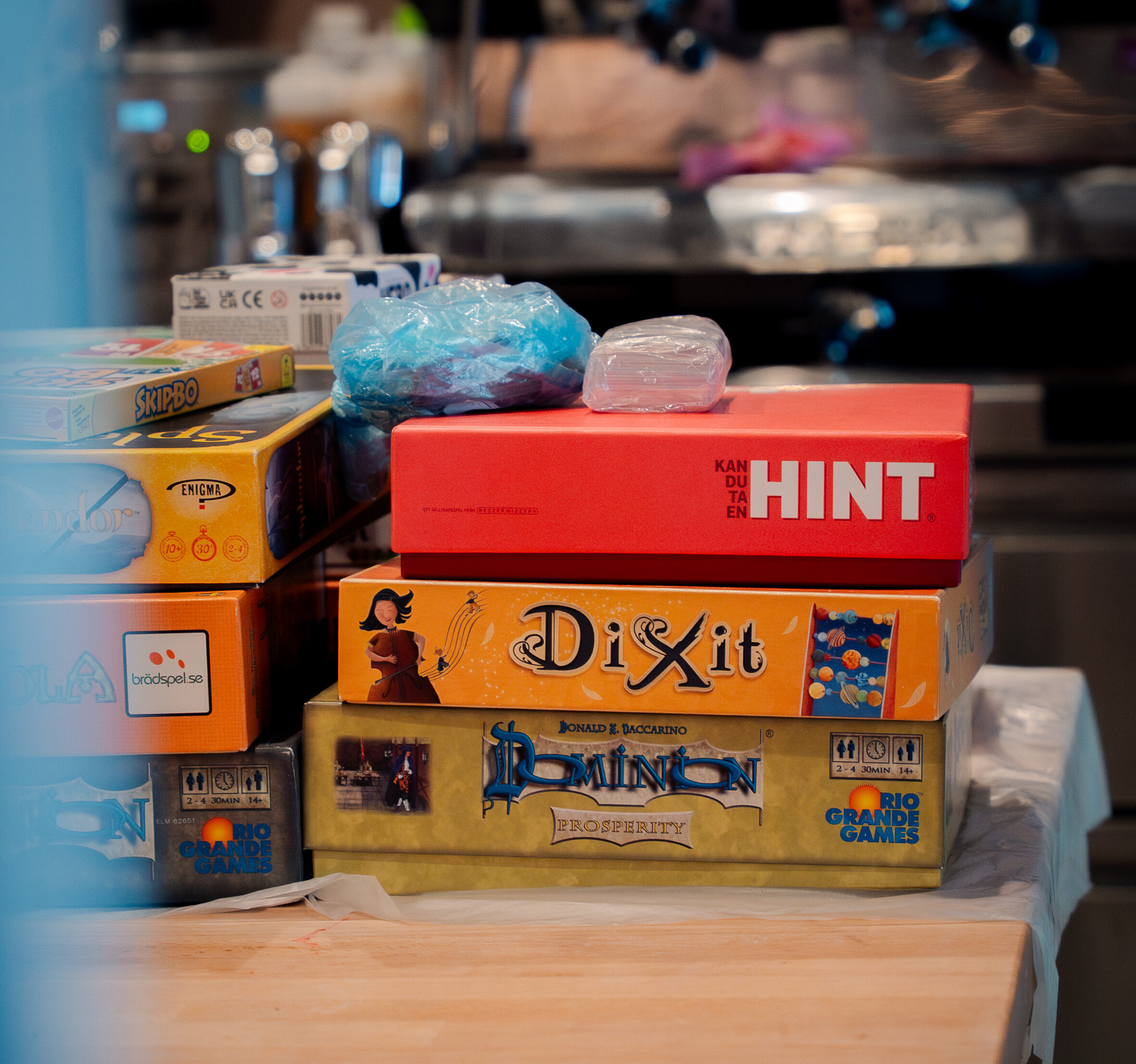 Lista på brädspel du kan hitta på bageriet under evenemanget: